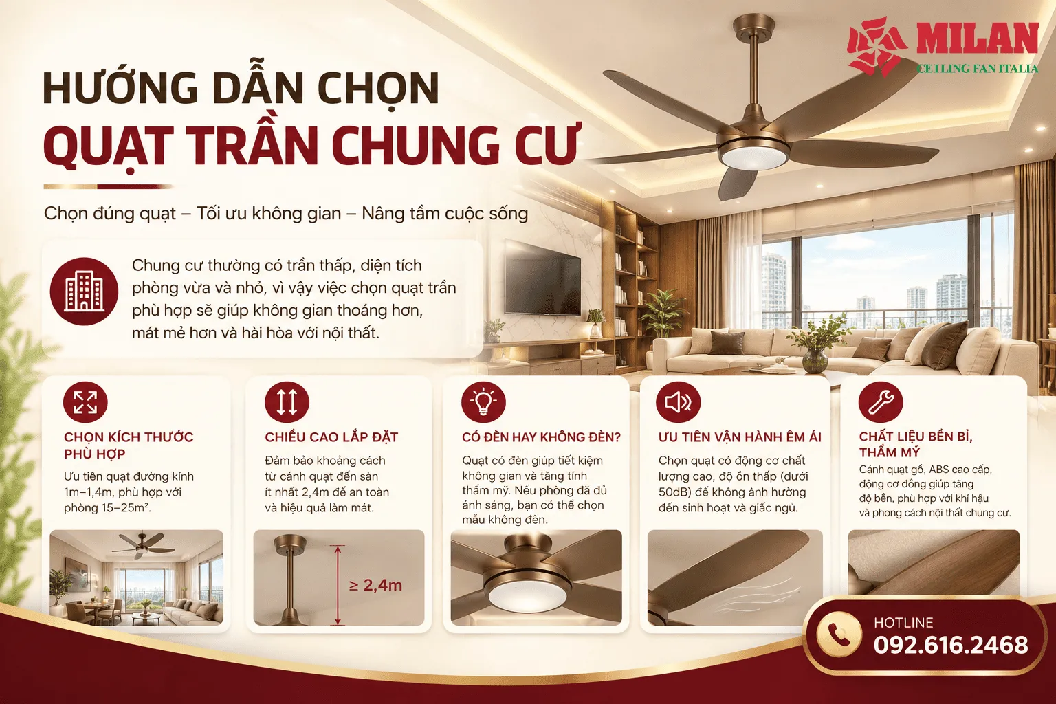 chọn quạt trần chung cư